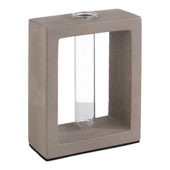 Concrete Table Vase with Glass Insert | EMGA | 10 x 4.5 x H12.5 cm 1