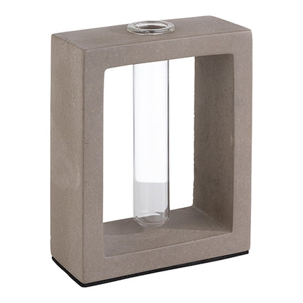 Concrete Table Vase with Glass Insert | EMGA | 10 x 4.5 x H12.5 cm 1