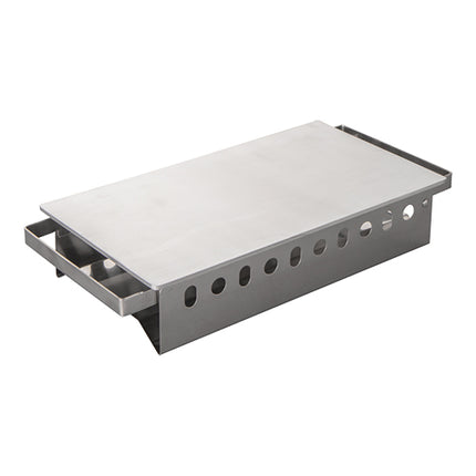 Stainless Steel Rechaud with Hinged Aluminium Cover Plate | EMGA | 2 Zones | 36.5 x 17.5 x H6.5 cm 1