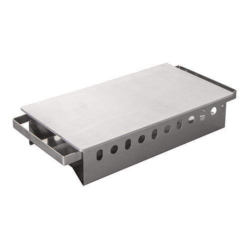 Stainless Steel Rechaud with Hinged Aluminium Cover Plate | EMGA | 2 Zones | 36.5 x 17.5 x H6.5 cm 1
