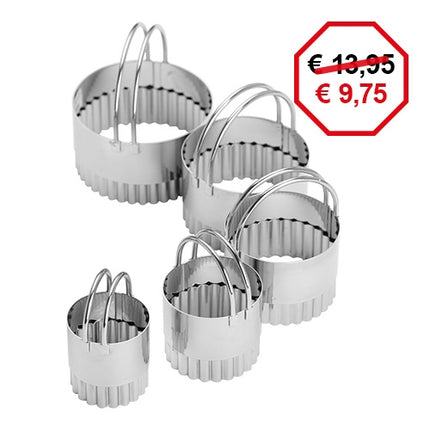 Round Scalloped Dough Cutter Set | EMGA | Set of 5 | Stainless Steel | Ø4 cm to Ø8 cm 1