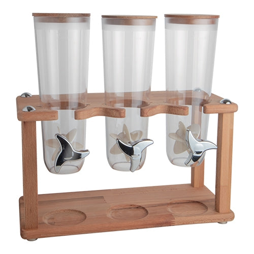 Cereal Dispenser with Wooden Stand | EMGA | 3 x 1.5 L | 44 x 20 x H43 cm 1