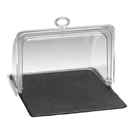 Black Melamine Serving Dish with Polycarbonate Rolltop Cover | EMGA | Slate Look | 26 x 32 x H20 cm 1