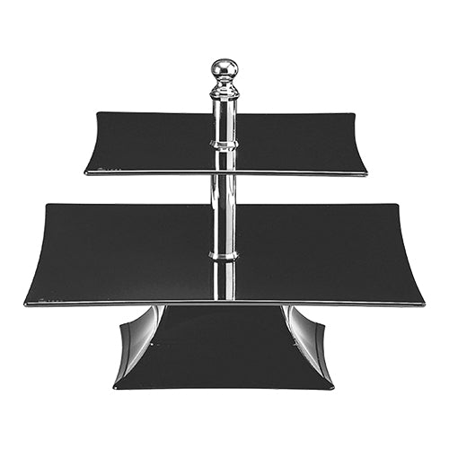 2-Tier Cake Stand Black Polycarbonate | EMGA | 35 x 35 x H29 cm 1