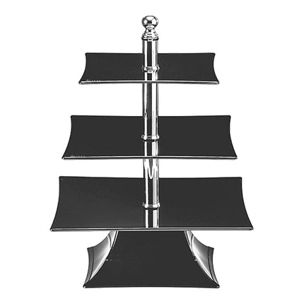 3-Tier Cake Stand Black Polycarbonate | EMGA | 35 x 35 x H44 cm 1