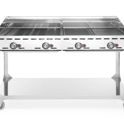 Green Fire Barbecue with 4 Burners | HENDI Profi Line | 22kW | Wheeled Base | 1400x612x825mm