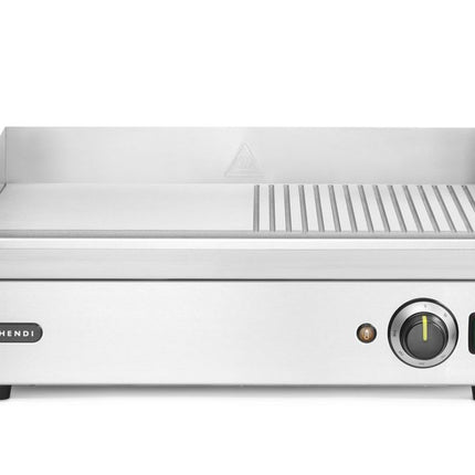 Half Ribbed Electric Griddle 2400W | HENDI Kitchen Line | 220-240V | 527x404x233mm