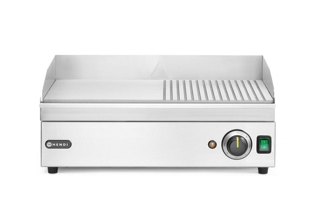 Half Ribbed Electric Griddle 2400W | HENDI Kitchen Line | 220-240V | 527x404x233mm