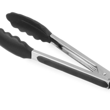 Heat Resistant Silicone Serving Tongs Black | HENDI | 267mm | Soft-Grip with Lock