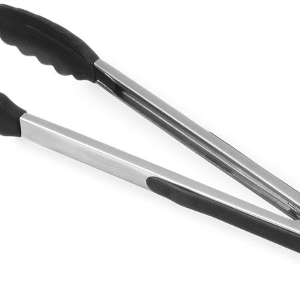 Heat Resistant Silicone Serving Tongs Black | HENDI | 345mm | Soft-Grip with Lock