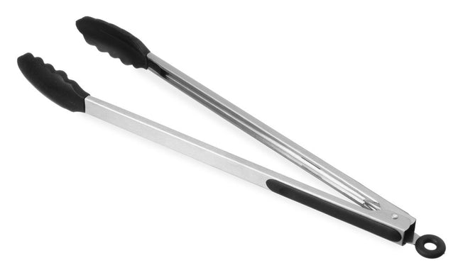 Heat Resistant Silicone Serving Tongs Black | HENDI | 445mm | Soft-Grip with Lock