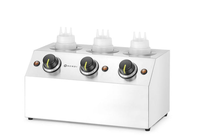 Sauce warmer, HENDI, Triple - 3x0,65L, Silver, 220-240V/600W, 395x239x(H)211mm