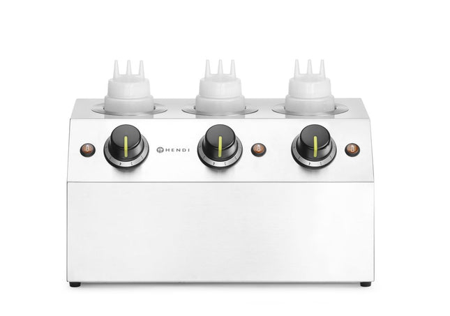 Sauce warmer, HENDI, Triple - 3x0,65L, Silver, 220-240V/600W, 395x239x(H)211mm