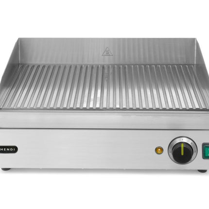 Ribbed Griddle with Hard-Chromed Plate | HENDI Profi Line | 230V/2400W | 527x404x233mm