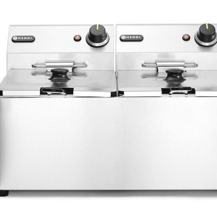 Double Deep Fryer 2x8L Stainless Steel | HENDI Kitchen Line | 230V/7000W