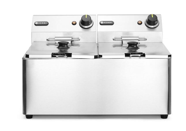 Double Deep Fryer 2x8L Stainless Steel | HENDI Kitchen Line | 230V/7000W
