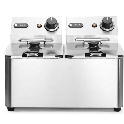 8L Double Deep Fryer Stainless Steel | HENDI Kitchen Line | 2x4L, 230V/6000W