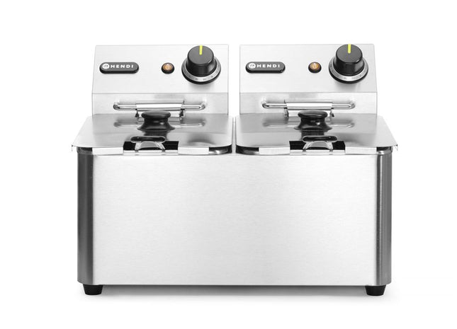 8L Double Deep Fryer Stainless Steel | HENDI Kitchen Line | 2x4L, 230V/6000W