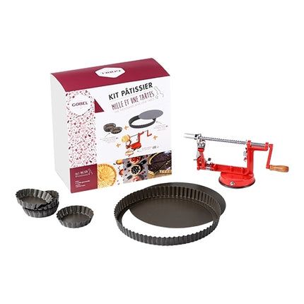 Apple Pie Baking Set | Louis Tellier | Set of 8 | Ø28 cm Tin, 6 Ø10 cm Pans and Apple Peeler 1
