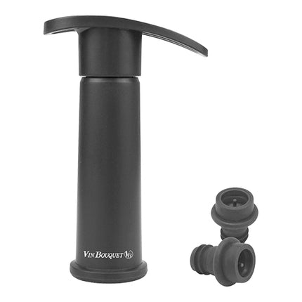 Wine Vacuum Pump with Set of 2 Stoppers | Vin Bouquet | Black ABS | H12.5 cm 1