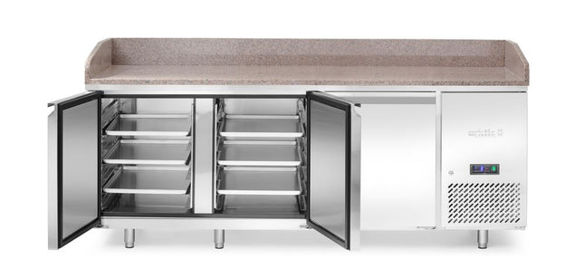 Hladilna miza za pico z granitno delovno ploščo, 3 vrata, Arktic, 375 l, granit, 230 V/400 W, 800 x 2010 x (V) 875 mm