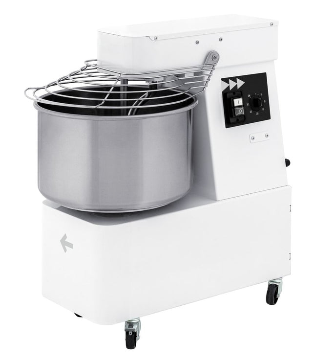 Spiral mixer with fixed head and bowl, 2 speeds, HENDI, Speed 1: 0.75 kW (1 HP) Speed 2: 0.75–1.1 kW (1.5 HP), 22L, 400V/1100W, 385x670x(H)725mm