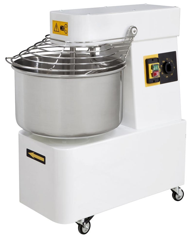Spiral mixer with fixed head and bowl, 2 speeds, HENDI, Speed 1: 0.75 kW (1 HP) Speed 2: 0.75–1.1 kW (1.5 HP), 22L, 400V/1100W, 385x670x(H)725mm
