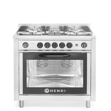Gas Cooker with 5 Burners and Electric Oven | HENDI Kitchen Line | 14.3kW | 900x653x900mm