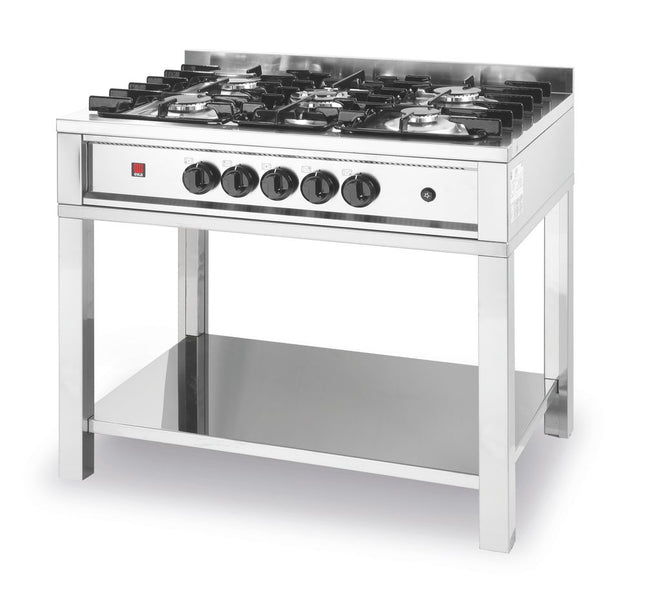 Gas Cooker with 5 Burners and Open Frame | HENDI Kitchen Line | 14.3kW | 900x640x910mm