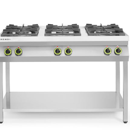 Plinski štedilnik s 6 gorilniki in odprtim podnožjem, HENDI, Kitchen Line, 28,5 kW, 1200 x 700 x (V) 900 mm