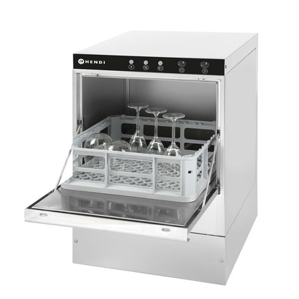 Glasswasher 40x40 Electromechanical Control | HENDI | 230V/2800W | Stainless Steel Housing