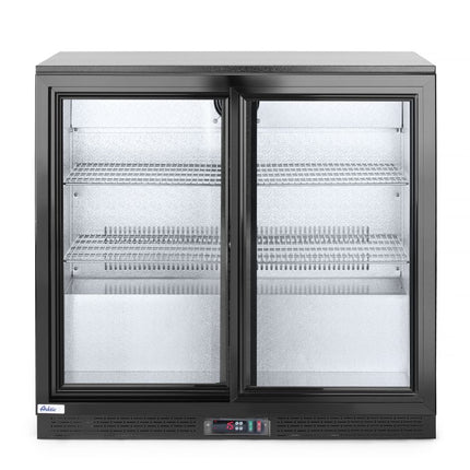 Back Bar Refrigerator with Double Sliding Tempered Glass Doors | Arktic | 158L Capacity | Black Finish