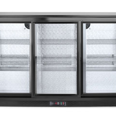 Back Bar Refrigerator with Triple Sliding Doors | Arktic | 254L Capacity | Black