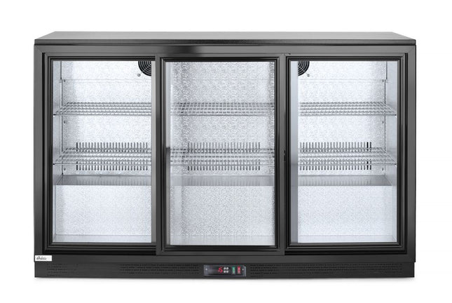 Back Bar Refrigerator with Triple Sliding Doors | Arktic | 254L Capacity | Black