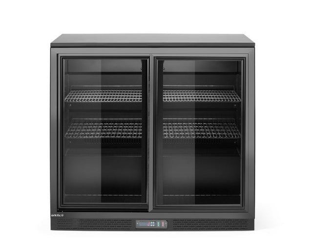 Back bar refrigerator with double sliding doors, Arktic, 158L, Black, 230V/160W, 520x900x(H)870mm