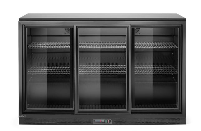 Back bar refrigerator with triple sliding doors, Arktic, 254L, Black, 230V/160W, 520x1350x(H)870mm