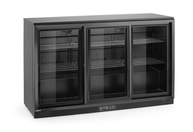 Back bar refrigerator with triple sliding doors, Arktic, 254L, Black, 230V/160W, 520x1350x(H)870mm