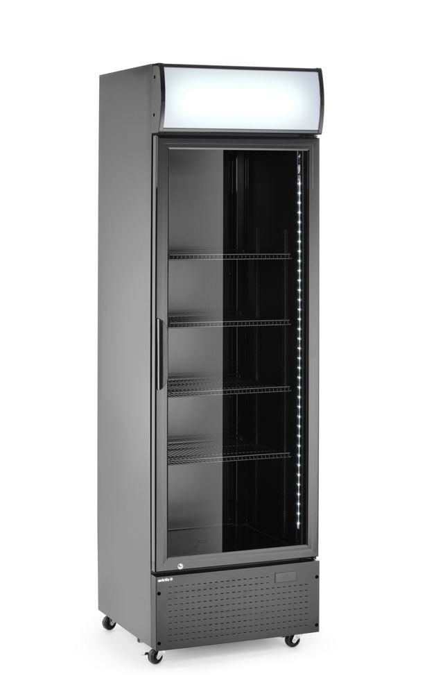 Back bar refrigerator with a backlit panel, single-door, Arktic, 254L, Black, 230V/250W, 605x578x(H)1980mm