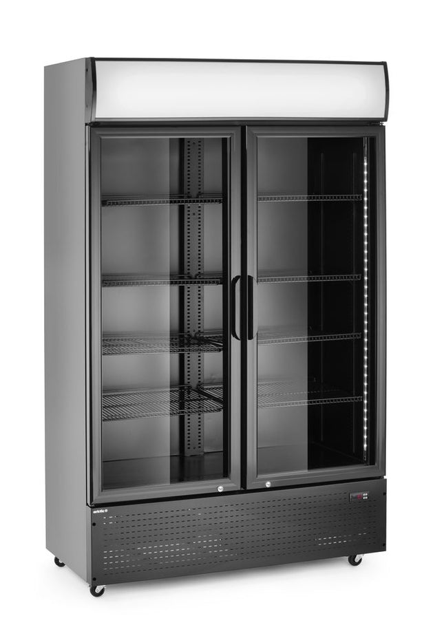 Back bar refrigerator with a backlit panel, double-door, Arktic, 512L, Black, 230V/510W, 585x1120x(H)1900mm