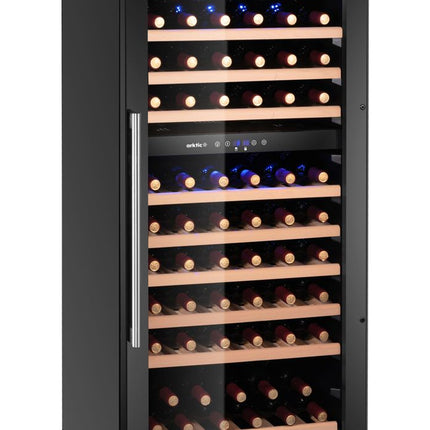 Wine cooler, 2-zone, 91 bottles, Arktic, Black, 569x595x(H)1215mm