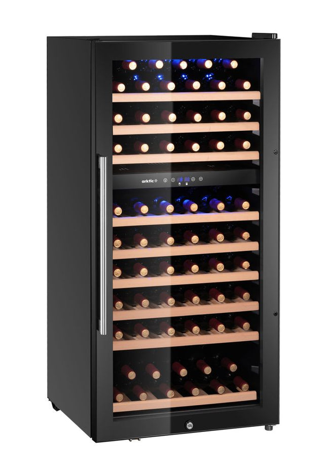 Wine cooler, 2-zone, 91 bottles, Arktic, Black, 569x595x(H)1215mm