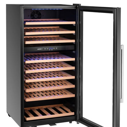 Wine cooler, 2-zone, 91 bottles, Arktic, Black, 569x595x(H)1215mm