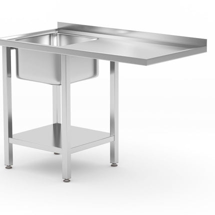Sink Table with Shelf and Undercounter Dishwasher Space | HENDI | Left Sink | 1200x700x850mm