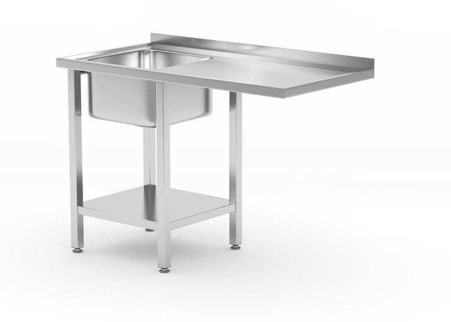 Sink Table with Shelf and Undercounter Dishwasher Space | HENDI | Left Sink | 1200x700x850mm