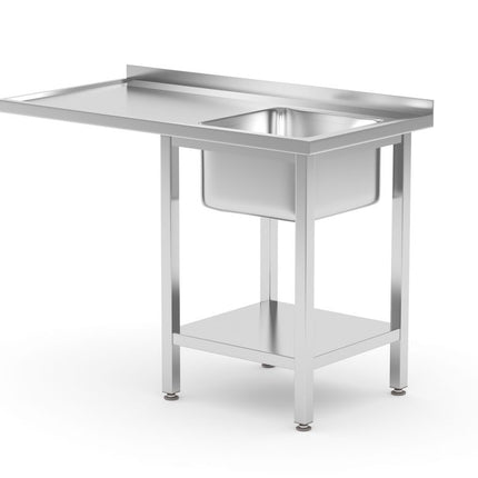 Sink Table with Shelf and Undercounter Dishwasher Space | HENDI | Right Sink | 1200x700x850mm