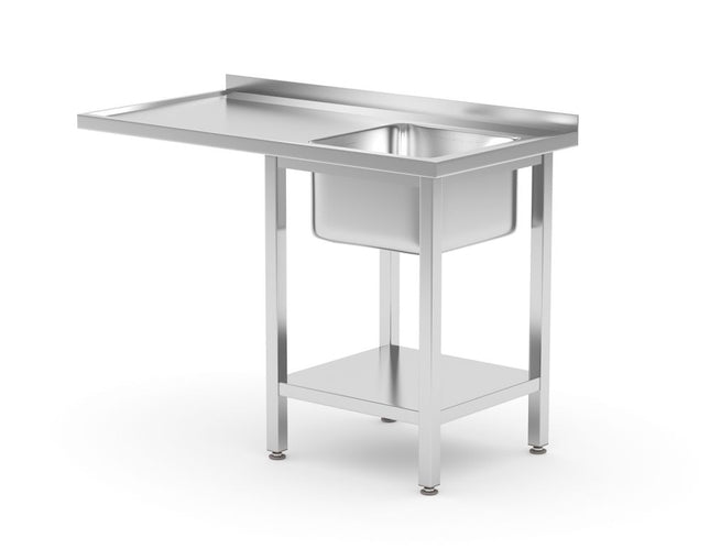 Sink Table with Shelf and Undercounter Dishwasher Space | HENDI | Right Sink | 1200x700x850mm