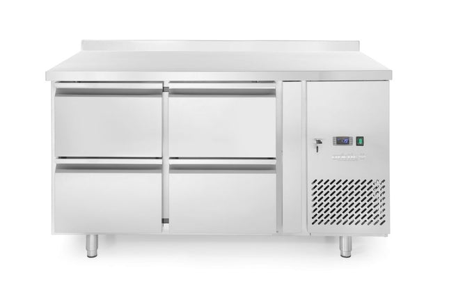 Refrigerated counter, 4 drawers, Arktic, Profi Line, With backsplash, 90L, Silver, 230V/250W, 1360x700x(H)755mm