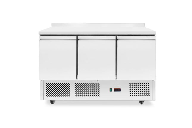 Refrigerated counter, 3 doors, Arktic, With 40 mm backsplash, 254L, Silver, 230V/220W, 1365x700x(H)908mm