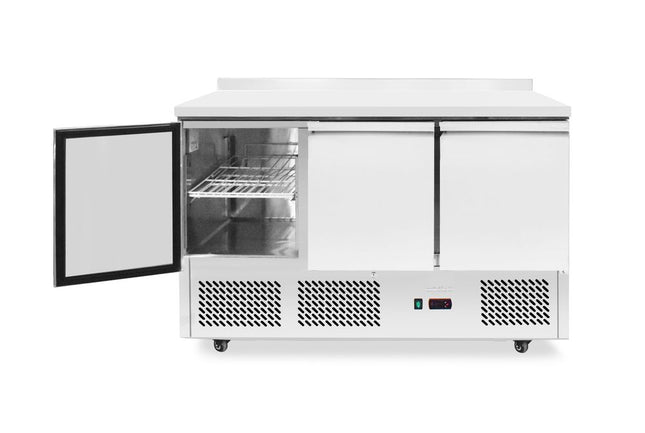 Refrigerated counter, 3 doors, Arktic, With 40 mm backsplash, 254L, Silver, 230V/220W, 1365x700x(H)908mm
