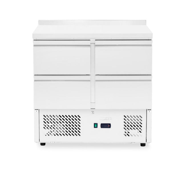 Refrigerated counter, 4 drawers, Arktic, With 40 mm backsplash, 97L, Silver, 230V/220W, 900x700x(H)908mm